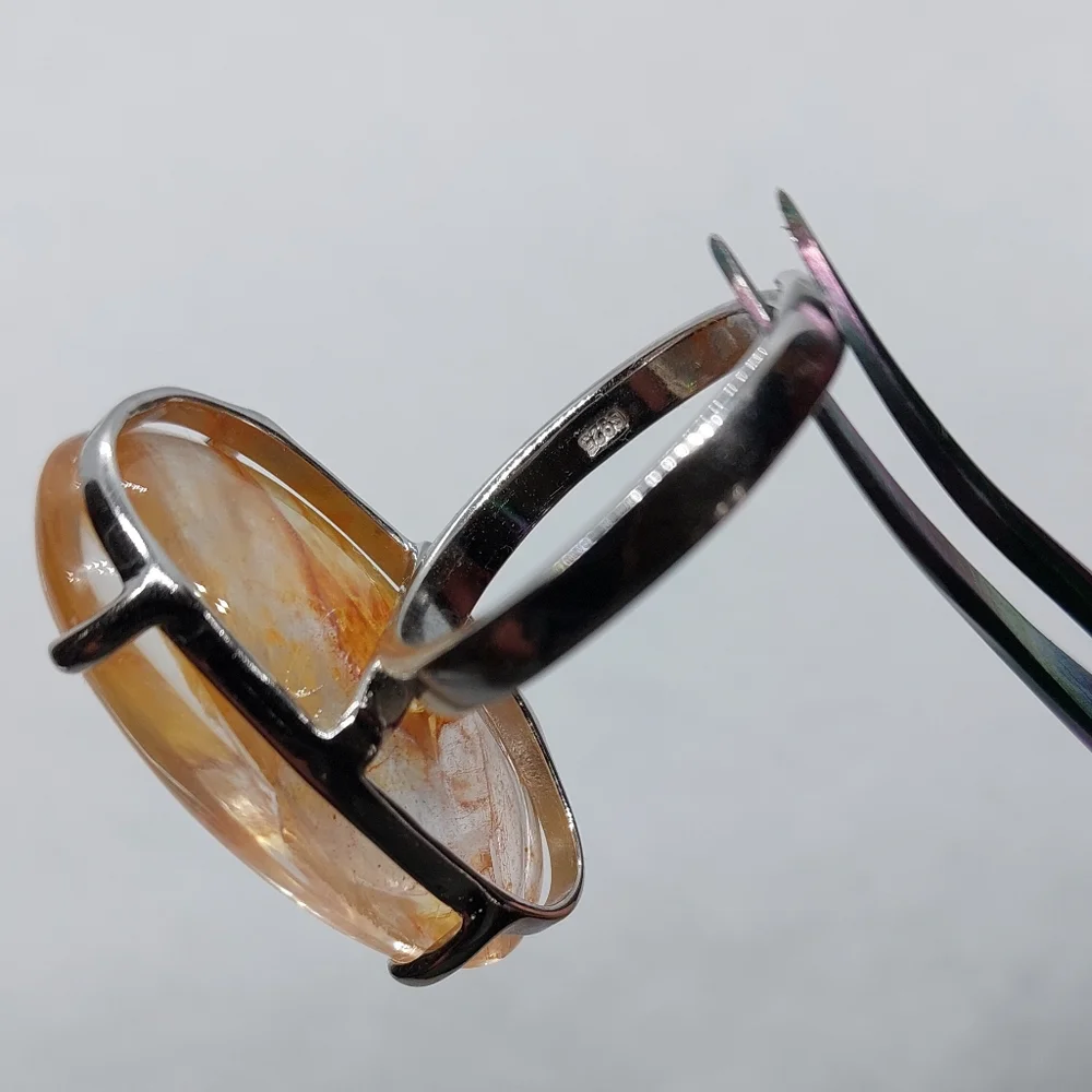 🧡 Rainbow Fire Quartz In Sterling Silver Ring (Adjustable) - Picture 3 of 3